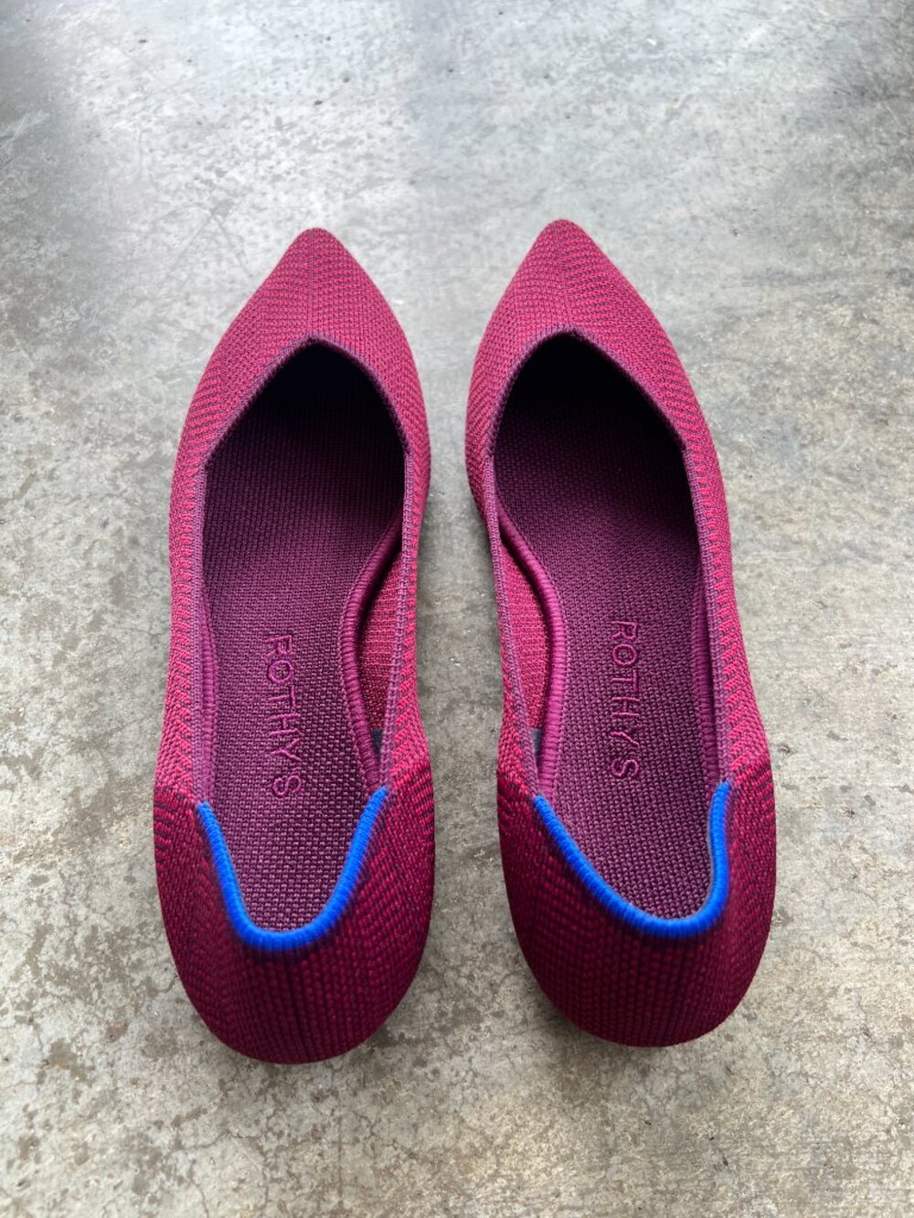 Rothy’s The Point Cabernet Herringbone Magenta / Maroon Flats Women's 6.5 - Picture 2 of 11